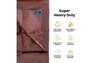 Image of White Duck Super Heavy Duty Poly Tarp, Brown, 100x100ft, PT-100x100