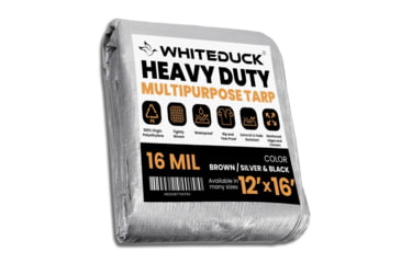 Image of White Duck Super Heavy Duty Poly Tarp, Silver/Black, 12x16ft, PT-12x16-SB