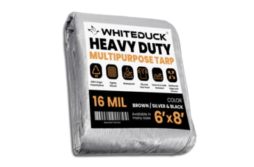Image of White Duck Super Heavy Duty Poly Tarp, Silver/Black, 6ftx8ft, PT-6x8-SB