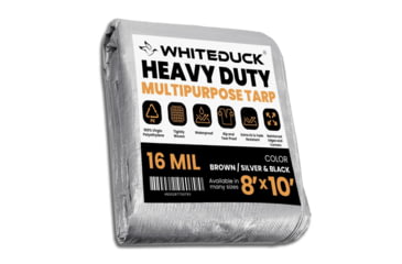 Image of White Duck Super Heavy Duty Poly Tarp, Silver/Black, 8x10ft, PT-8x10-SB