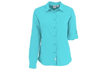 Image of White Sierra Gobi Desert Long Sleeve Shirt - Womens, Aqua, 1X, X4209WX-Aqua - AQU-1X