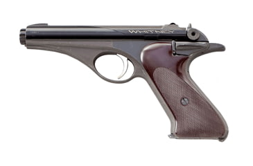 Image of Whitney Firearms Wolverine Pistol, .22 Long Rifle, 4.625in barrel, aluminum alloy frame, brown checkered plastic grip, blowback operated semi-auto, fixed, 10 round magazine, WFW-.22LR-4.625-1-FRRMPG