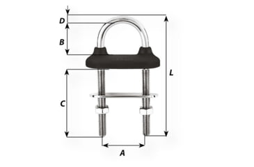 Image of Wichard Marine Black Watertight U-Bolt - 8mm Diameter - 5/16in - 80mm Length - 3-5/32in, 65341