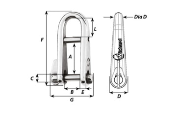 Image of Wichard Marine HR Key Pin Shackle With Bar - 6mm Pin Diameter, 91433
