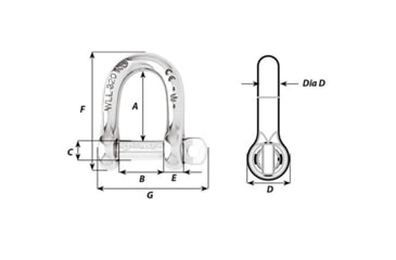 Image of Wichard Marine Not Self-Locking D Shackle - 14mm Diameter - 9/16in, 1207