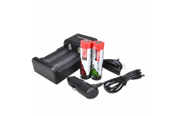 Image of Wicked Hunting Lights 2-Position Charger Kit w/ 2-pack 21700 Li-Ion Rechargeable Batteries, Black, W2067