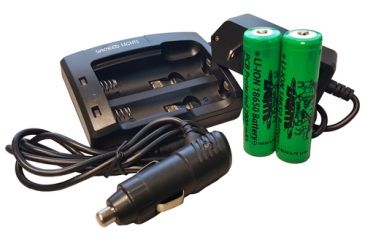 Image of Wicked Hunting Lights 2-Position 18650 Charger Kit w/2-Pack 18650 Li-Ion Batteries, Black, W2045