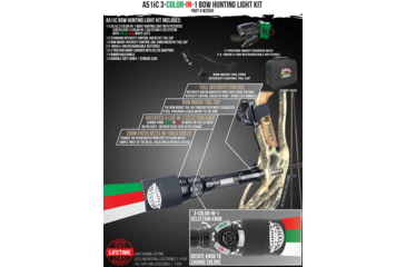 Image of Wicked Hunting Lights A51iC 3-Color-In-1 Bow Hunting Light Kit, Green, Red, White, W2059