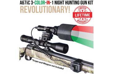 Image of Wicked Hunting Lights A67iC 3-Color-In-1 Night Hunting Gun Light Kit, Green/Red/White, W2021