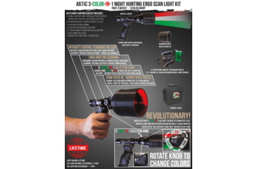 Image of Wicked Hunting Lights A67iC 3-Color-In-1 Night Hunting Light Scan Kit, Green/Red/White, W2022