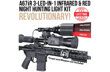 Image of Wicked Hunting Lights A67iR 3-LED-In-1 Night Hunting Light Kit, 850nm Infrared, 940nm Infrared, Red, W2056