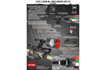 Image of Wicked Hunting Lights A75iC 4-Color-In-1 Night Hunting Light Kit, Green, Red, White, 850nm Infrared, W2082