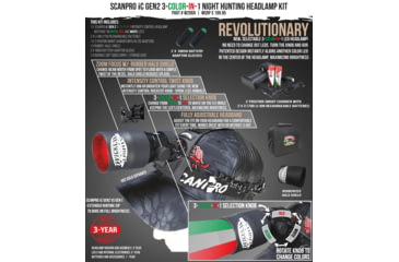Image of Wicked Hunting Lights ScanPro iC 3-Color-In-1 GEN 2 Night Hunting Headlamp Kit, Green, Red, White, W2069