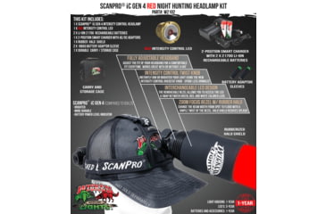 Image of Wicked Hunting Lights ScanPro iC GEN4 LED Red Night Hunting Headlamp, Black, W2102