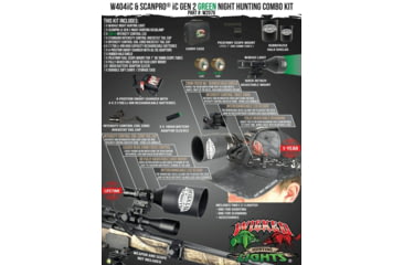 Image of Wicked Hunting Lights W404iC and ScanPro iC Gen 2 Headlamp Green LED Hinght Hunting Light Kit Combo Pack, W2070