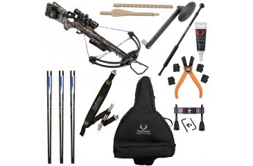 Image of Wicked Ridge Invader G3 Crossbow w/ ACUdraw, 3x Multi-Line Scope, 3 Carbon Arrows and Quiver, Mossy Oak Treestand Camo, WR15005-7532 W/ Vanguard Veo Shooting Stick