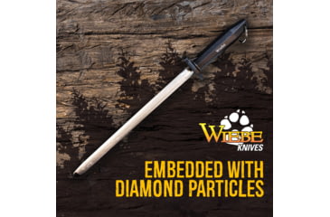 Image of Wiebe Knives 12in Diamond Steel Rod, 17.25in Overall, 12in Steel Rod, Black Plastic Handle, DS04 STEL