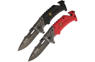 Image of Wild Boar First Responders Set, A/O 4.5in Closed, 3.25in Black Stonewash SS Drop Point, Textured ABS Handle, Black With Police Shield Handles, K2782BK/K2782RD -WB1020