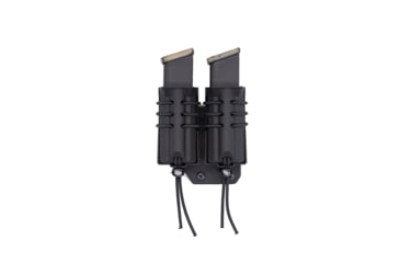 Image of Wilder Tactical Evolution Extended Double Pistol Pouch Offset MOLLE, Right, UAB Molle Clip, Black, EVOEXDUPBKORHM