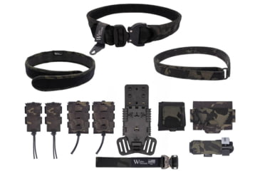 Image of Wilder Tactical Urban Elite Kit w/ 500D Extended Dump Pouch, Left, Multicam Black, 40-44, UEKMCBEXXL-LH