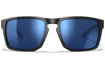 Image of Wiley X Active 6 Apex Captivate Pol Sunglasses, Gloss Black Frame, Blue Lens, AC6APX09