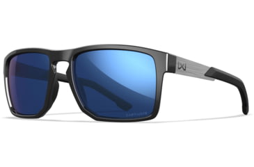 Image of Wiley X Active 6 Apex Captivate Pol Sunglasses, Gloss Black Frame, Blue Lens, AC6APX09