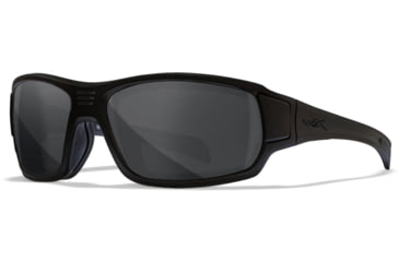 Image of Wiley X Changeable Series Breach 2.5 Captivate Sunglasses, Matte Black FrameGunmetal Logo, Non-Polar Grey Lens, CHBRC01