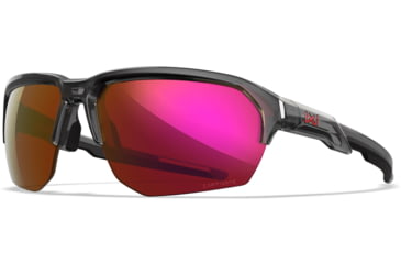 Image of Wiley X Changeable Series Jakl Captivate Non-Pol Sunglasses, Gloss Crystal Grey Frame, Red Mirror Lens, CHJKL06