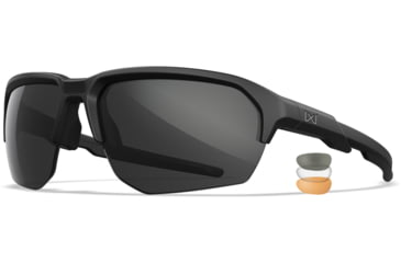 Image of Wiley X Changeable Series Jakl Captivate Non-Pol Sunglasses, Matte Black Frame, Grey Clear Rust Lens, CHJKL08