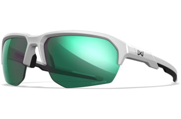 Image of Wiley X Changeable Series Jakl Captivate Non-Pol Sunglasses, Polished White Frame, Green Mirror Lens, CHJKL07