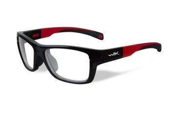 Image of Wiley X Crush Single Vision Prescription Sunglasses, Gloss Black / Red Frame, YFCRS01SV