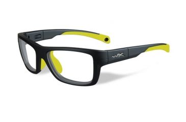 Image of Wiley X Crush Single Vision Prescription Sunglasses, Matte Grey / Neon Yellow Frame, YFCRS04SV