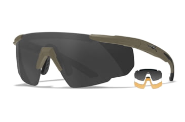 Image of Wiley X Saber Advanced, Matte Tan Frame, Clear/Smoke Grey/Light Rust Lens, 308T