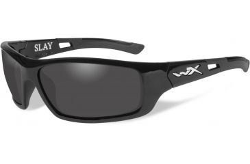 Image of Wiley X Slay Single Vision Prescription Sunglasses, Gloss Black Frame, ACSLA04SV