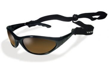 Image of Wiley X P-38 Polarized Bronze Brown / Gloss Black Sunglasses