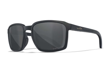 Image of Wiley X WX Alfa Sunglasses, Matte Black Frame, Captivate Polarized Grey Mirror Lens, AC6ALF18