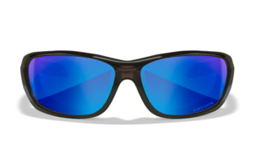 Image of Wiley X WX Gravity Sunglasses, Black Crystal Frame, Captivate Pol Blue Mirror Lenses, CCGRA19