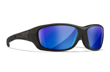 Image of Wiley X WX Gravity Sunglasses, Black Crystal Frame, Captivate Pol Blue Mirror Lenses, CCGRA19