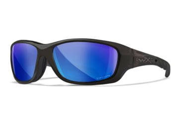 Image of Wiley X WX Gravity Sunglasses, Black Crystal Frame, Captivate Pol Blue Mirror Lenses, CCGRA19