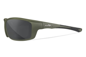 Image of Wiley X WX Grid Sunglasses, Matte Utility Green Frame, Captivate Pol Grey Lens, CCGRD08