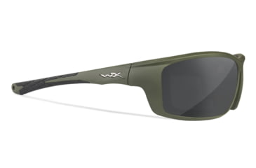 Image of Wiley X WX Grid Sunglasses, Matte Utility Green Frame, Captivate Pol Grey Lens, CCGRD08
