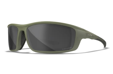 Image of Wiley X WX Grid Sunglasses, Matte Utility Green Frame, Captivate Pol Grey Lens, CCGRD08