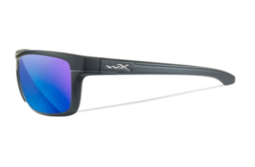 Image of Wiley X WX Kingpin Safety Sunglasses, Matte Graphite Frame, Captivate Pol Blue Mirror Lens, ACKNG19