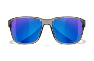 Image of Wiley X WX Trek Sunglasses, Gloss Crystal Dark Grey Frame, Captivate Polarized Blue Mirror Lens, AC6TRK09