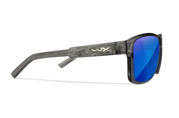 Image of Wiley X WX Trek Sunglasses, Gloss Crystal Dark Grey Frame, Captivate Polarized Blue Mirror Lens, AC6TRK09