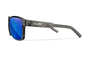 Image of Wiley X WX Trek Sunglasses, Gloss Crystal Dark Grey Frame, Captivate Polarized Blue Mirror Lens, AC6TRK09