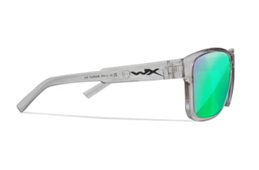 Image of Wiley X WX Trek Sunglasses, Gloss Crystal Light Grey Frame, Captivate Polarized Green Mirror Lens, AC6TRK07