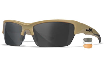 Image of Wiley X WX Valor Sunglasses, Tan Frame, Grey/Clear/ Rust Lenses, Medium, CHVAL06T
