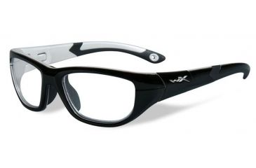 Image of Wiley X Youth Force Victory Sunglasses,Gloss Black/Aluminum Pearl,Clear Lens YFVIC03