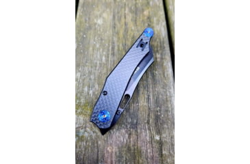 Image of Willumsen Copenhagen Demon Barber Folding Knife, 4.13in Closed, 2.25in Black Finish Stainless Steel Blade, Black G10/Carbon Fiber Handle, DB23PVD